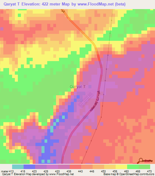 Qaryat T,Libya Elevation Map