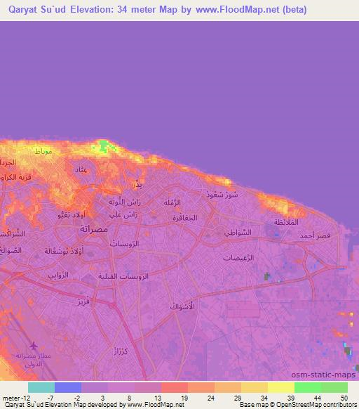 Qaryat Su`ud,Libya Elevation Map