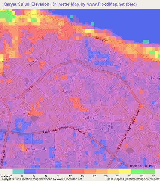 Qaryat Su`ud,Libya Elevation Map