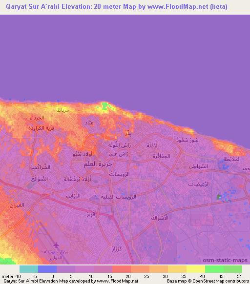 Qaryat Sur A`rabi,Libya Elevation Map