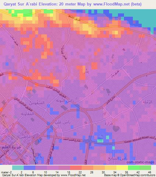 Qaryat Sur A`rabi,Libya Elevation Map