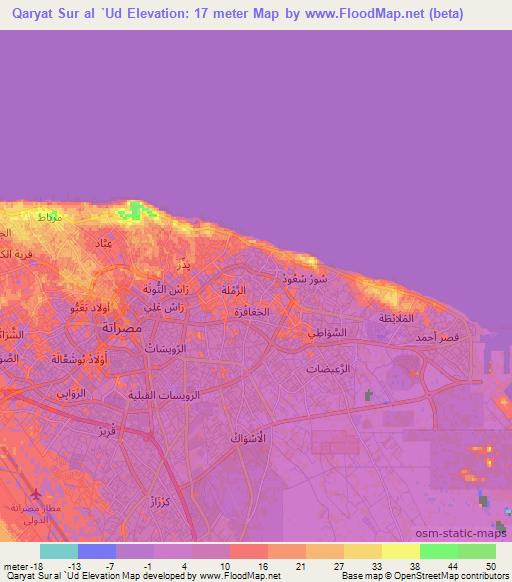 Qaryat Sur al `Ud,Libya Elevation Map