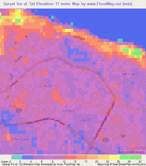 Qaryat Sur al `Ud,Libya Elevation Map