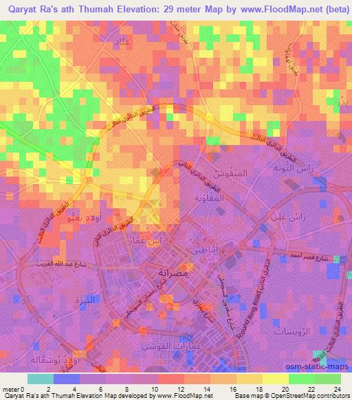 Qaryat Ra's ath Thumah,Libya Elevation Map
