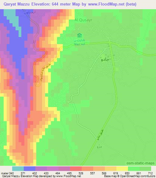 Qaryat Mazzu,Libya Elevation Map