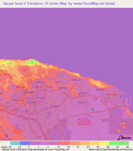 Qaryat Isma`il,Libya Elevation Map