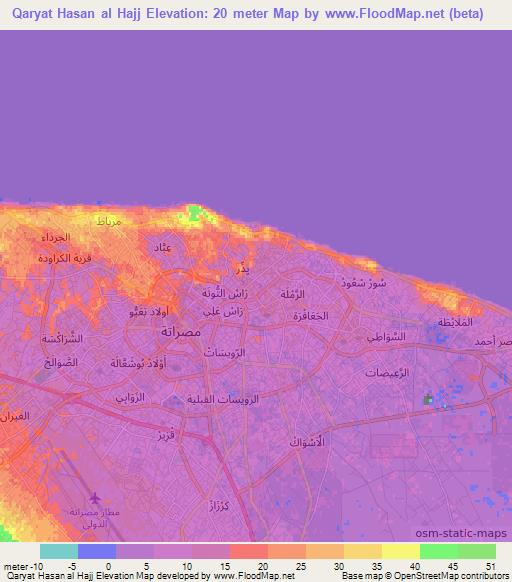 Qaryat Hasan al Hajj,Libya Elevation Map