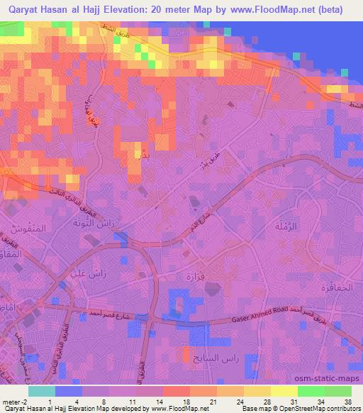 Qaryat Hasan al Hajj,Libya Elevation Map