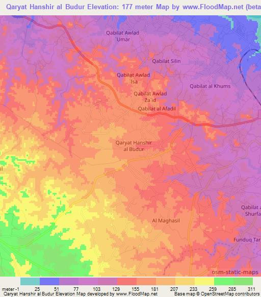 Qaryat Hanshir al Budur,Libya Elevation Map