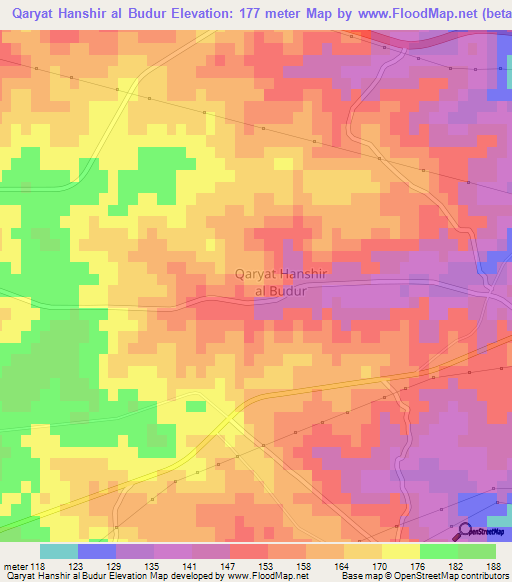 Qaryat Hanshir al Budur,Libya Elevation Map