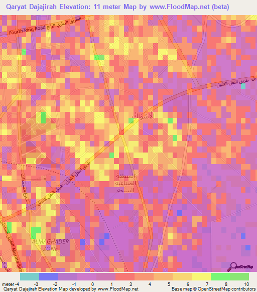 Qaryat Dajajirah,Libya Elevation Map