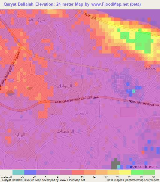 Qaryat Ballalah,Libya Elevation Map