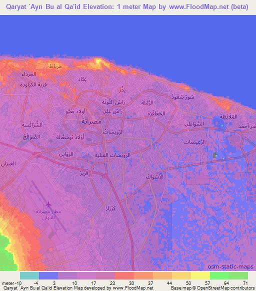 Qaryat `Ayn Bu al Qa'id,Libya Elevation Map