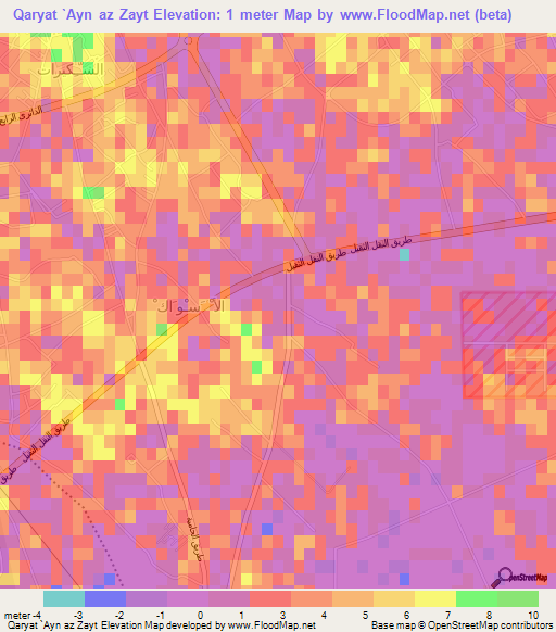 Qaryat `Ayn az Zayt,Libya Elevation Map