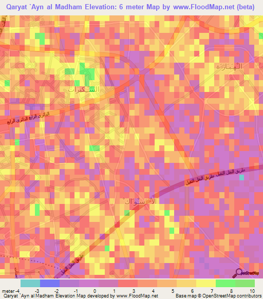 Qaryat `Ayn al Madham,Libya Elevation Map