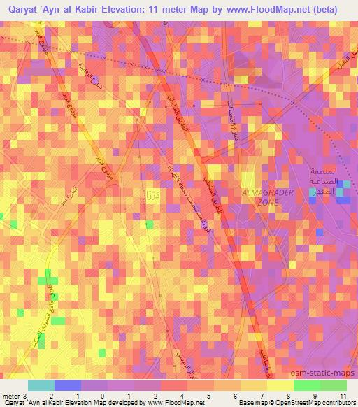 Qaryat `Ayn al Kabir,Libya Elevation Map