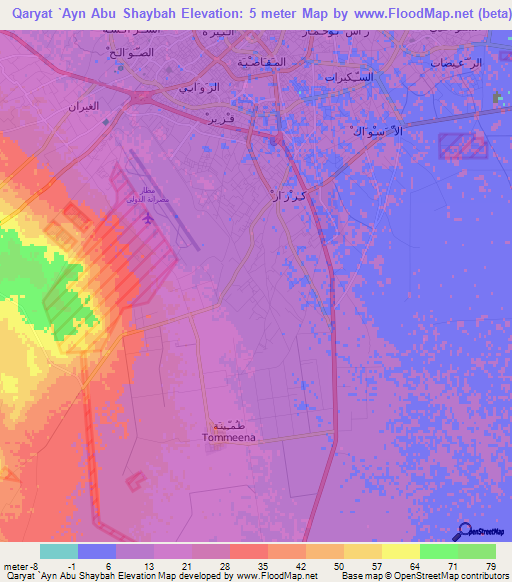 Qaryat `Ayn Abu Shaybah,Libya Elevation Map