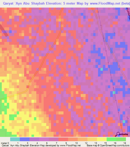 Qaryat `Ayn Abu Shaybah,Libya Elevation Map