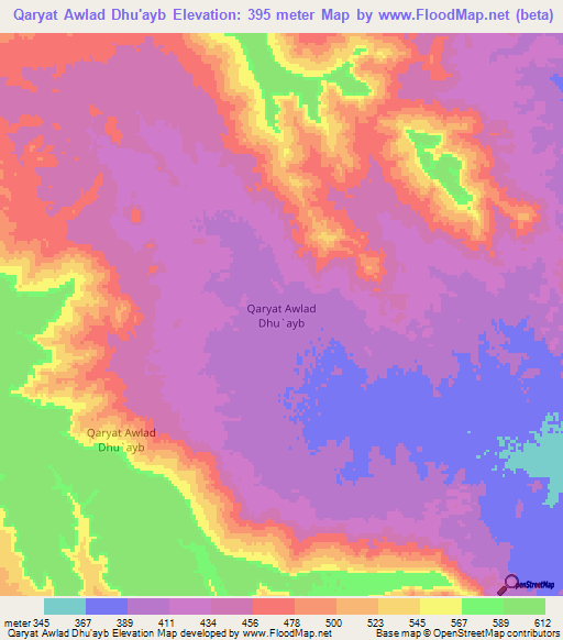 Qaryat Awlad Dhu'ayb,Libya Elevation Map