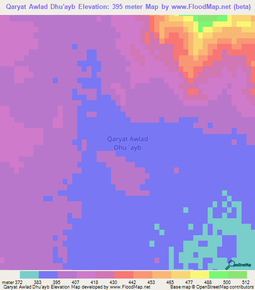 Qaryat Awlad Dhu'ayb,Libya Elevation Map