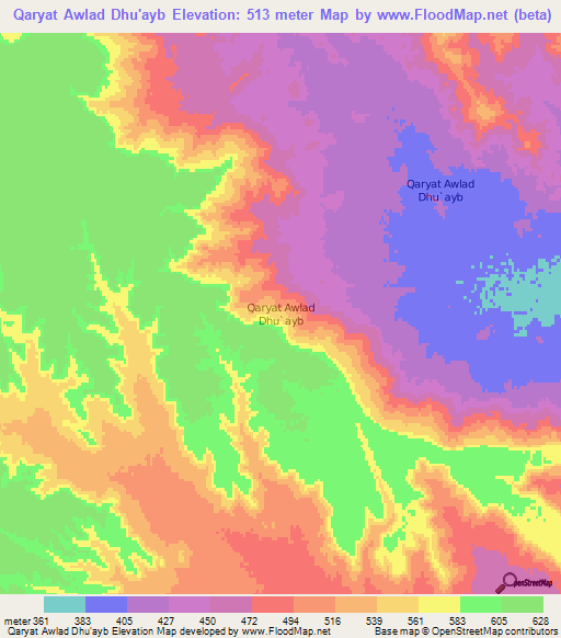 Qaryat Awlad Dhu'ayb,Libya Elevation Map