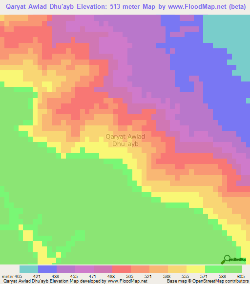 Qaryat Awlad Dhu'ayb,Libya Elevation Map