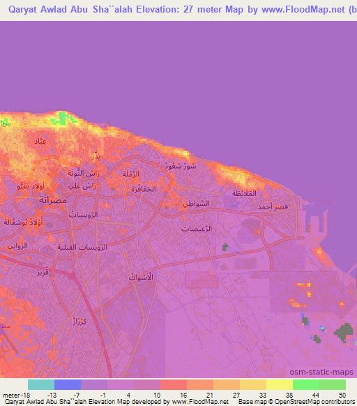 Qaryat Awlad Abu Sha``alah,Libya Elevation Map