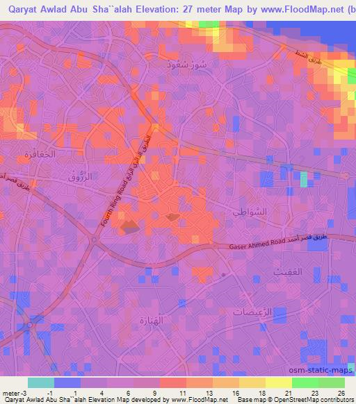 Qaryat Awlad Abu Sha``alah,Libya Elevation Map