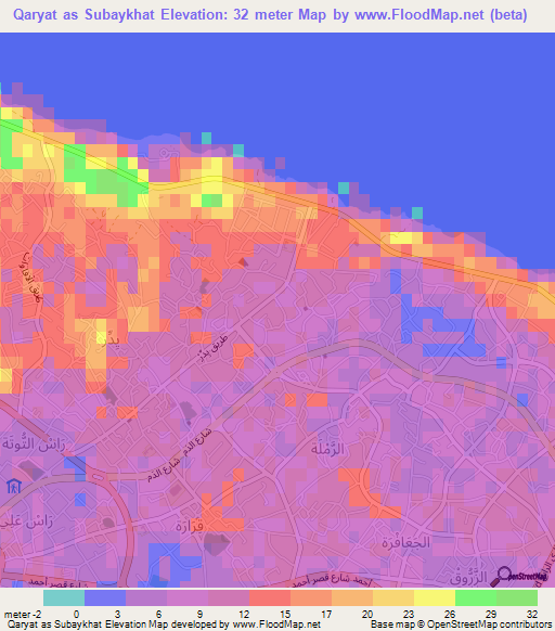 Qaryat as Subaykhat,Libya Elevation Map