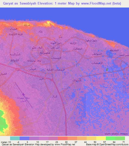 Qaryat as Sawabiyah,Libya Elevation Map