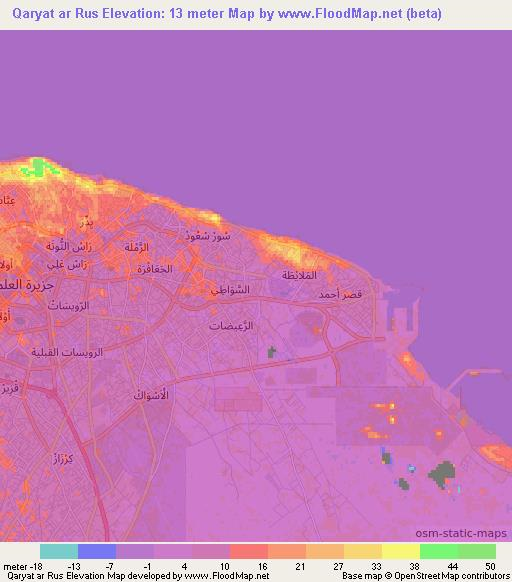 Qaryat ar Rus,Libya Elevation Map