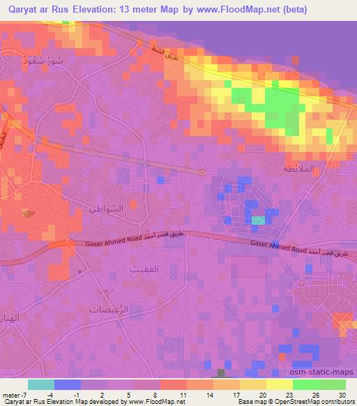 Qaryat ar Rus,Libya Elevation Map