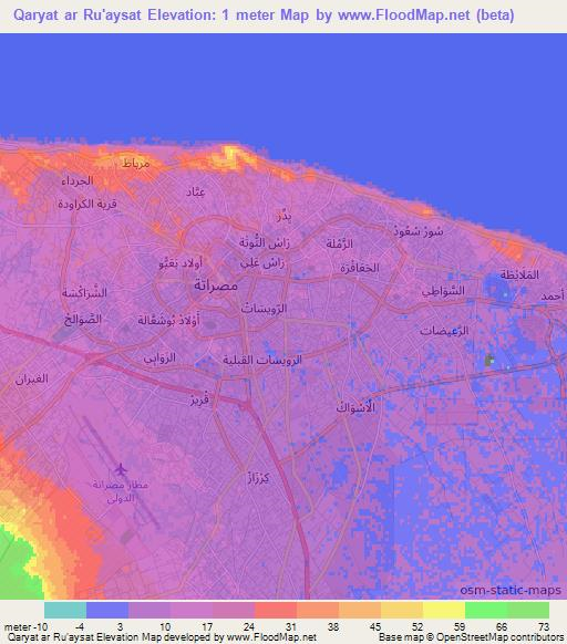 Qaryat ar Ru'aysat,Libya Elevation Map