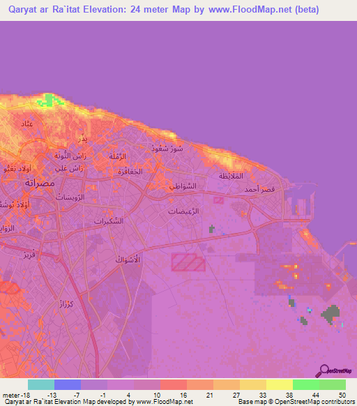 Qaryat ar Ra`itat,Libya Elevation Map