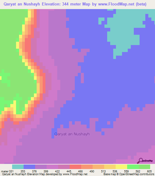 Qaryat an Nushayh,Libya Elevation Map