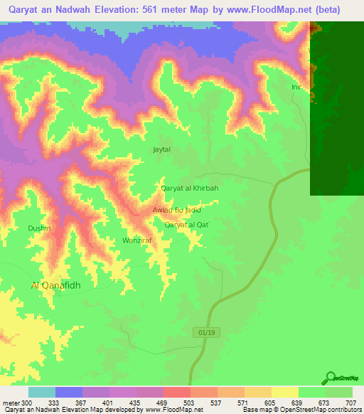 Qaryat an Nadwah,Libya Elevation Map