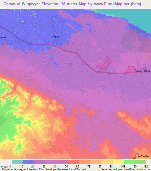 Qaryat al Wuqayyat,Libya Elevation Map