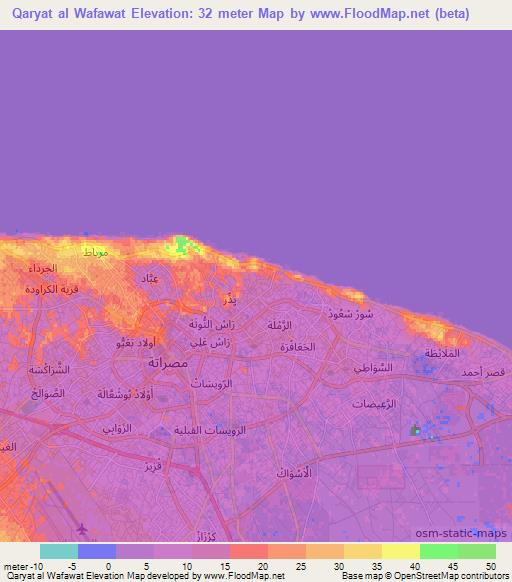 Qaryat al Wafawat,Libya Elevation Map