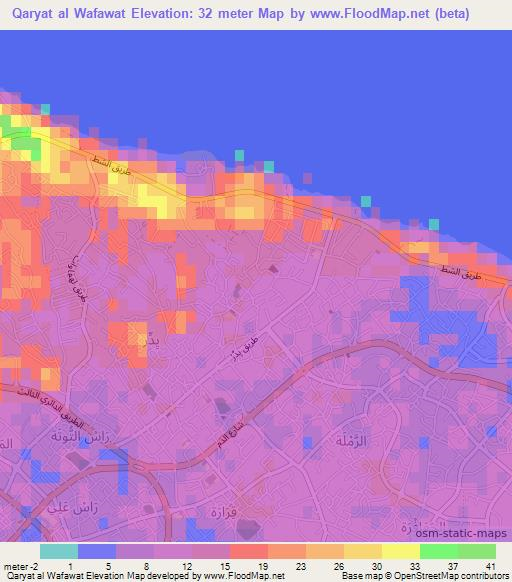 Qaryat al Wafawat,Libya Elevation Map