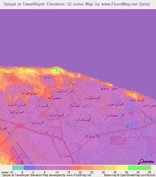 Qaryat at Tawalikiyah,Libya Elevation Map