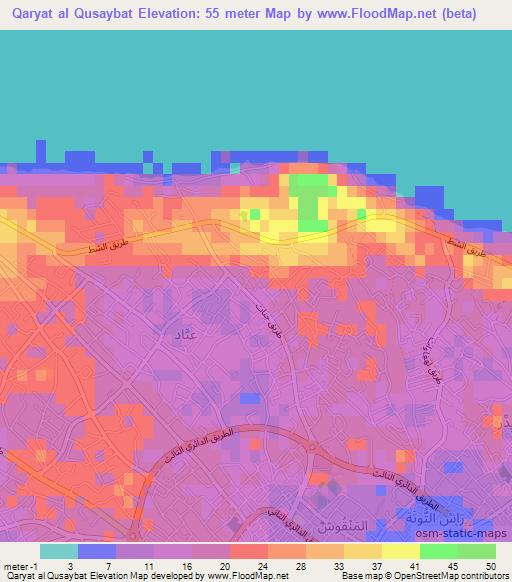 Qaryat al Qusaybat,Libya Elevation Map