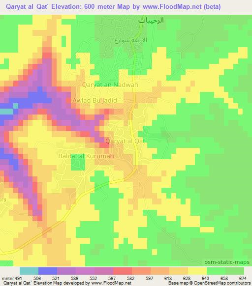 Qaryat al Qat`,Libya Elevation Map