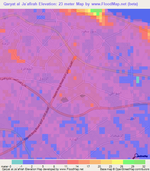 Qaryat al Ja`afirah,Libya Elevation Map
