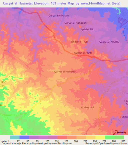 Qaryat al Huwayjat,Libya Elevation Map