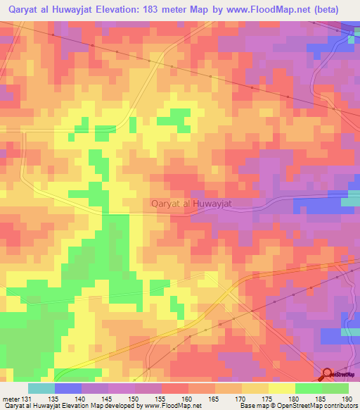 Qaryat al Huwayjat,Libya Elevation Map