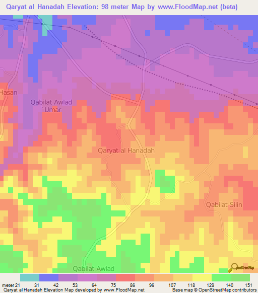 Qaryat al Hanadah,Libya Elevation Map