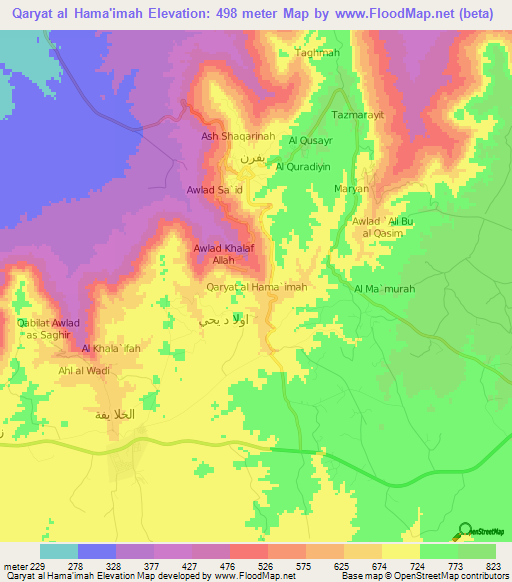 Qaryat al Hama'imah,Libya Elevation Map