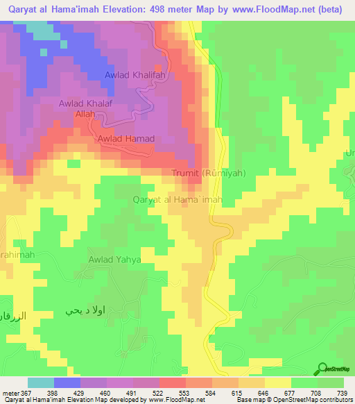 Qaryat al Hama'imah,Libya Elevation Map