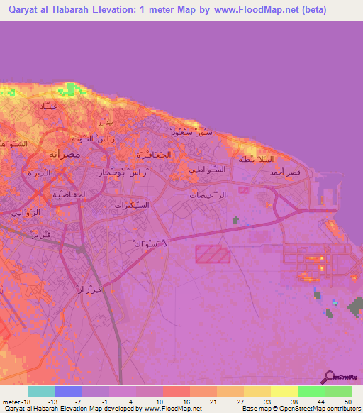 Qaryat al Habarah,Libya Elevation Map