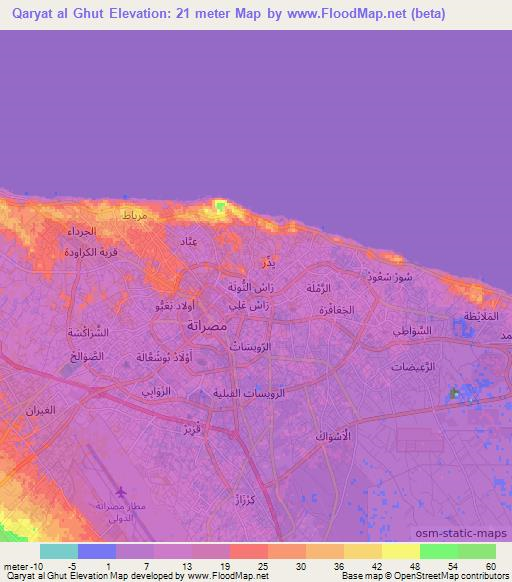 Qaryat al Ghut,Libya Elevation Map